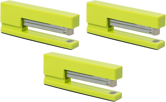 JAM PAPER Modern Desk Stapler - Lime Green - 3/Pack