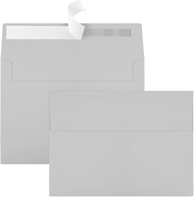 50 Packs 5x7 Dark Gray Envelope 5x7, Dark Gray Invitation Envelopes Self Seal for Weddings, Invitations, Photos, Greeting Cards, Mailing