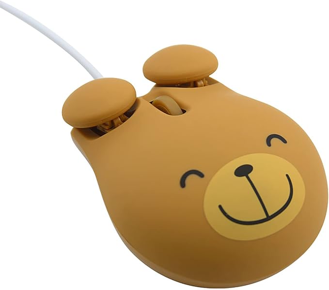 Sokelinn-six Wired Cute Mouse, USB Wired Mause for Kids with Lovely Cartoon Shaped, 1600PDI 3 Buttons Ergonomic Mini Mice for PC Laptop Desktop (Brown Bear)