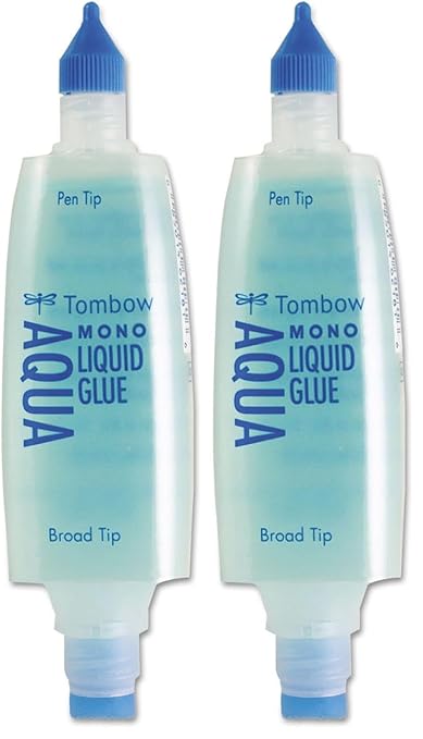 Tombow 52180 Mono Aqua Liquid Glue, 1.69 Ounce, Dual Tip Dispenser for Precise to Full Coverage Application that Dries Clear. (Pack of 2)