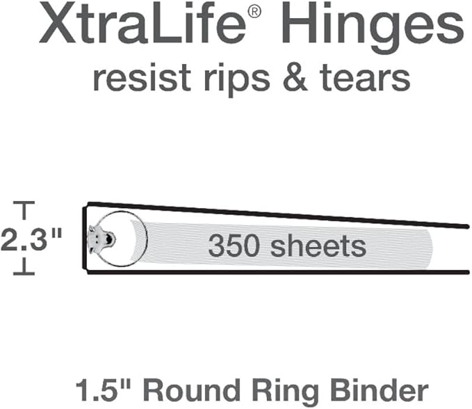Oxford Cardinal 3 Ring Binders, Binders for School and Office, Durable 1.5 Inch, Round Rings, Holds 350 Sheets, ClearVue Presentation View, Non-Stick, Assorted Bright Colors, 8 Pack (79553)