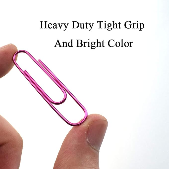 HAHIYO Paper Clips Large 2 inches Length Pink Paperclips Vinyl Coated Prevent Scratching Tearing The Pages Sturdy for Bookmark Organize Home Office School 80 Pack