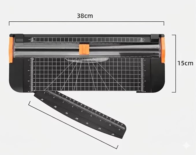 12-Inch Guillotine Paper Cutter, Black | Heavy Duty, 12-Sheet Capacity, Hidden Ruler, Compact Design, For Cardstock, Photos, Scrapbooking, Office & Classroom