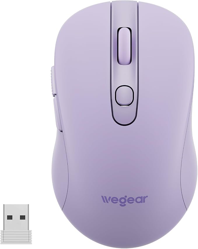 wegear USB Wireless Mouse for Laptop PC Mac, 2.4GHz Cordless Mouse-Purple | Ergonomic Portable Optical Computer Mice with 6 Buttons, 5-Level Adjustable 4000 DPI,24-Month Battery Life