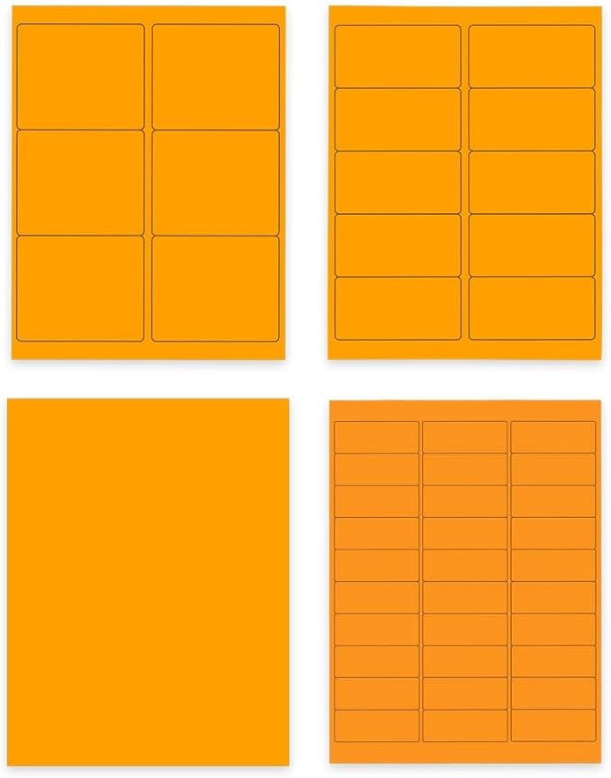 JAM PAPER Shipping & Mailing Address Labels - Multi Size Assortment - Neon Orange - 370/Pack