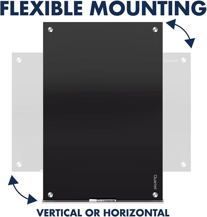 Quartet Magnetic Dry Erase Board, 72" x 48" Glass Whiteboard for Wall, Infinity, Black (G7248B)