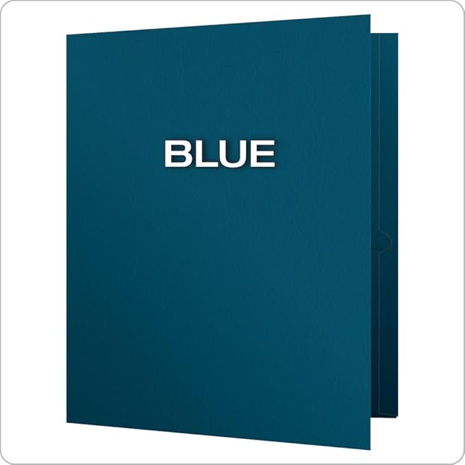 Oxford Twin-Pocket Folders, Textured Paper, Letter Size, Blue, Holds 100 Sheets, Box of 25 (57502EE) (Pack of 5)