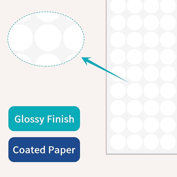 1" White Dot Stickers 1050 PCS Circle Round Colored Coding Label | Used for manual labor in kindergartens, garage yard price sales, organizing activity color groups,marking spice bottles