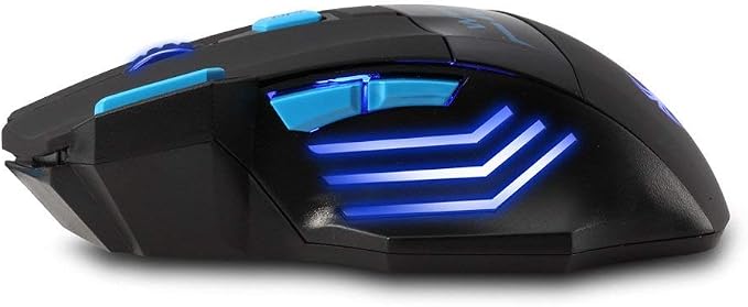 zelotes Wireless Gaming Mouse, 4000 DPI, 7 Buttons, 2.4GHz with USB Receiver, Energy Saving, LED, Ergonomic Cordless Mouse for Office/Gamer, Compatible with Laptop/PC (Black)