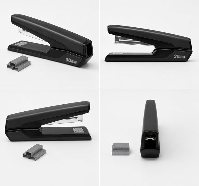Metal Stapler with 830 Staples,Black Stapler,Staplers for Desk | 30 Sheet Capacity, Office Stapler,Non-Slip