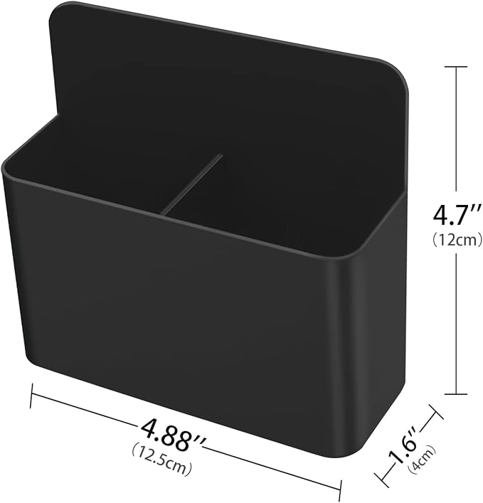 MoKo Magnetic Pen Holder, Pencil Accessories Whiteboard Organizer, Black | Magnetic dry erase marker holder has two compartments and an ABS body for whiteboards, refrigerators and lockers.
