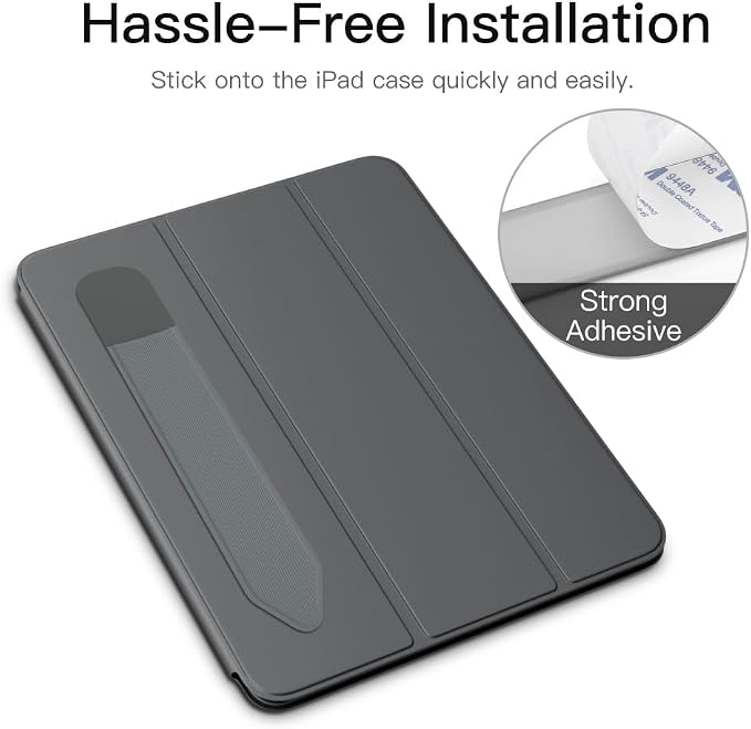 MoKo Adhesive Pencil Case Holder Sticker for Apple Pencil, Dark Grey | Elastic Adhesive Stylus Case for iPad Case Compatible with Similar Stylus Models