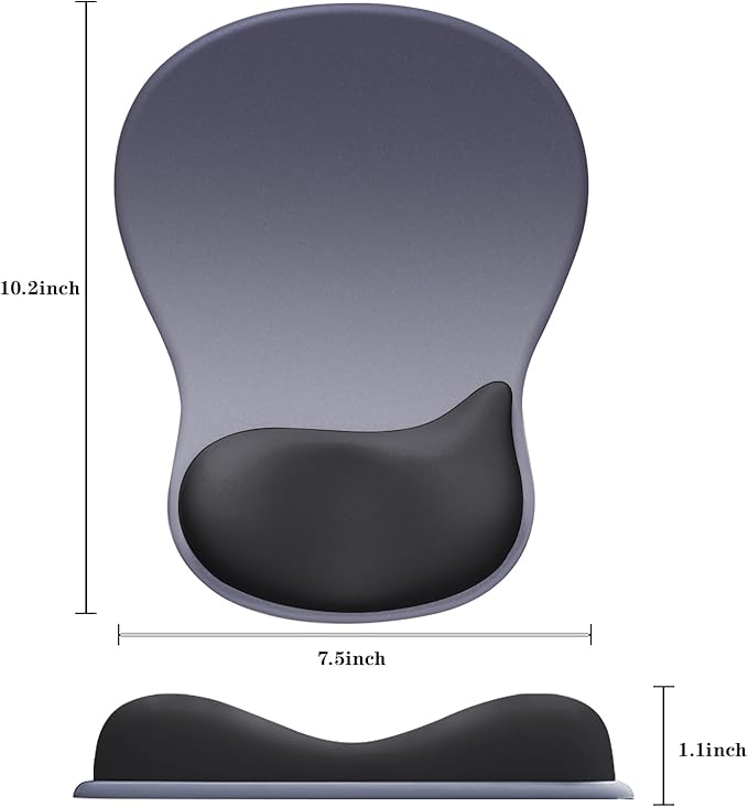 Mouse Pad with Wrist Rest,Ergonomic Mouse Pad with Comfortable Gel Wrist Rest Support and Non-Slip PU Base for Easy Typing Pain Relief, Durable and Washable (Black Blue)
