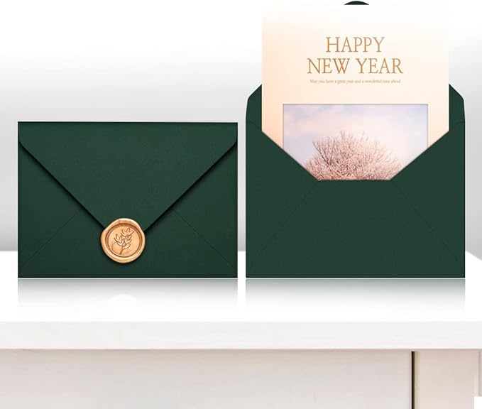 50 Packs of A7 Envelopes for Invitation, Green 5x7 Envelopes with V Flap, Great for Graduation, Invitation, Baby Shower, Wedding and RSVP Cards (Green)