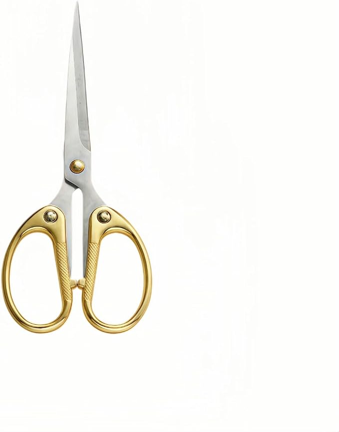 6.3" Heavy Duty Scissors with Ultra Sharp Blades and All Stainless Steel Comfort Grip Handles - For Office, Home, School, Sewing and Crafts (Gold)