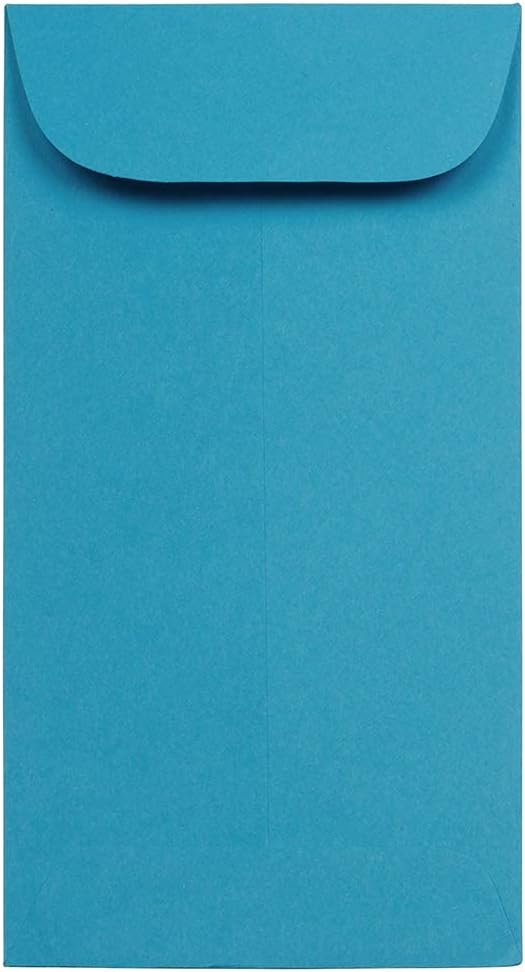 JAM PAPER #7 Coin Business Colored Envelopes - 3 1/2 x 6 1/2 - Blue Recycled - 50/Pack