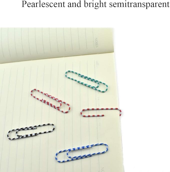 HAHIYO Paper Clips 2 inches (50mm) Length Striped Paperclips Vinyl Coated Prevent Scratching Tearing The Pages Sturdy Assorted Colors for Bookmark Organize Home Office School 100 Pack