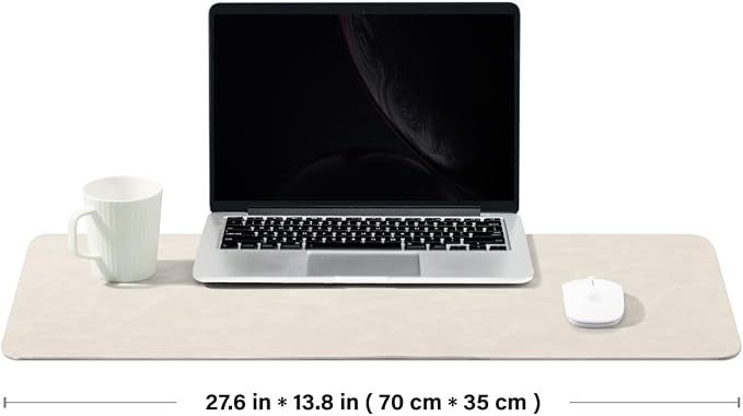 Distressed Leather Desk Mat - Non-Slip PU Desk Pad for Office and Home - Desk Organization and Accessories - Ideal for Large Mouse Pad and Desk Mats on Top of Desks(Sandstone,27.6"x 13.8")