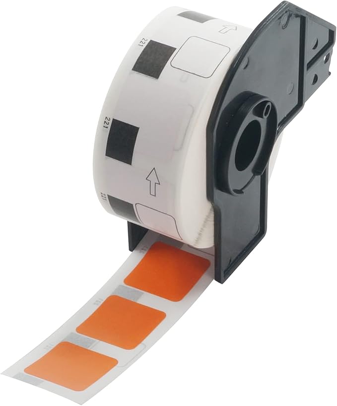 BETCKEY - Square Labels Replacement for Brother DK-1221 (0.9 in x 0.9 in), Compatible with Brother QL Label Printers [1 Rolls/1000 Labels, Orange]
