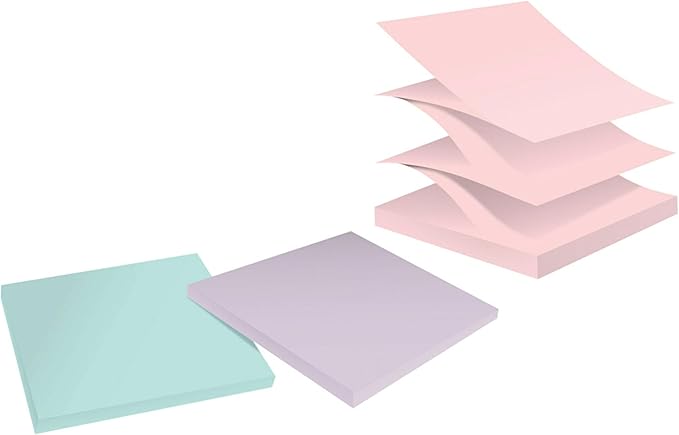 Post-it Super Sticky 100% Recycled Pop-up Notes, 3 in. x 3 in. Wanderlust Collection, New Year Organization or Second Semester School Supplies, 70 Sheets, 6 Pads (Pack of 12)