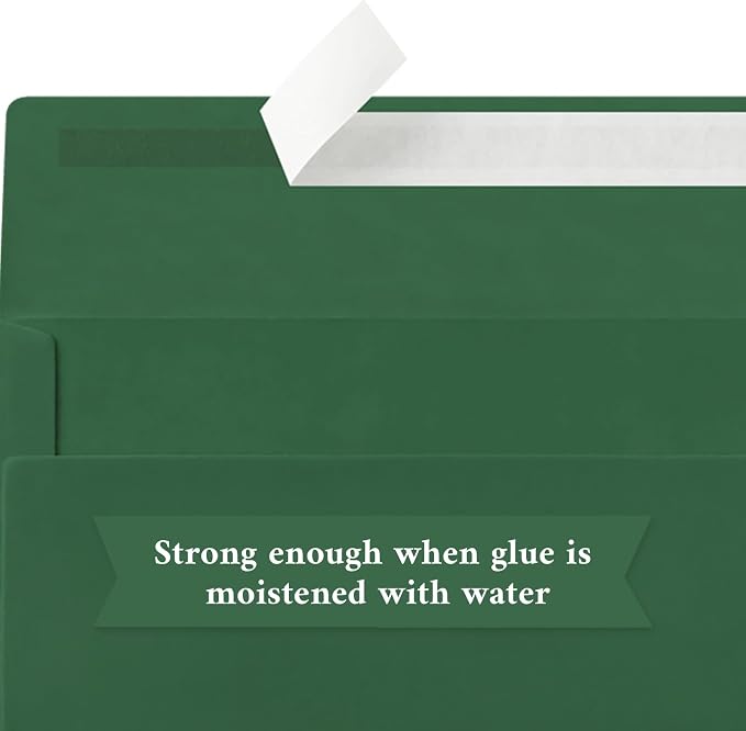 100 Pack Dark Green #10 Business Envelopes, Christmas Standard Envelopes Self Seal, Letter Size Mailing Envelopes for Checks Letters Invoices Birthday Party Graduation Wedding, 4 1/8 x 9 1/2 Inch