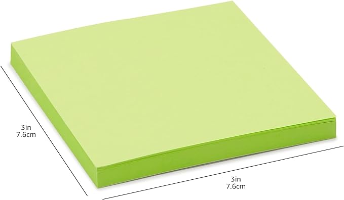 Amazon Basics Square Sticky Notes for Home, Office, School Supplies, Clean Removal, 3x3 Inches, Assorted Bright Colors, Self-Stick Pads, 70 Sheets/Pad, 12-Pack