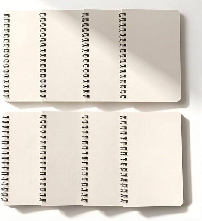 YiHenTiezz Spiral Notebook 4Pack Pocket Notebook 4.2"x 6.1" Pocket Notepad Small Notebook (8packBeige)