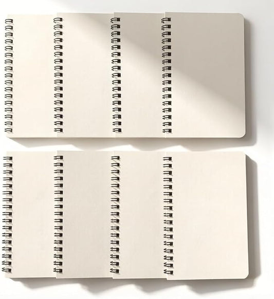YiHenTiezz Spiral Notebook 4Pack Pocket Notebook 4.2"x 6.1" Pocket Notepad Small Notebook (8packBeige)