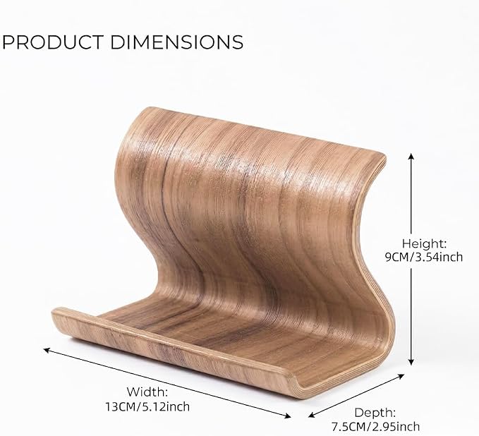 Bamboo Cell Phone Stand, Wooden Tablet Holder for Desk | Bamboo phone holder compatible with iPhone, iPad, Kindle, tablets. Holds 4-13 inch devices with case. Wooden desk accessory.