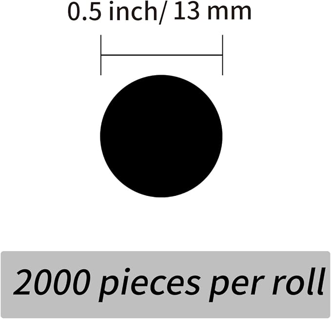 2000 Pieces 0.5 Inch Round Color Coding Labels,Circle Dot Stickers Used for Classroom Office and More,with Perforation Line (Black)