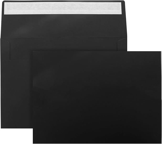 50 Packs A7 Envelopes,5x7 Envelopes,5x7 Envelopes for Invitations,Printable invitation envelope,Photos, postcards, greeting cards, mailings, Wedding Self-sealing Envelopes (Black)