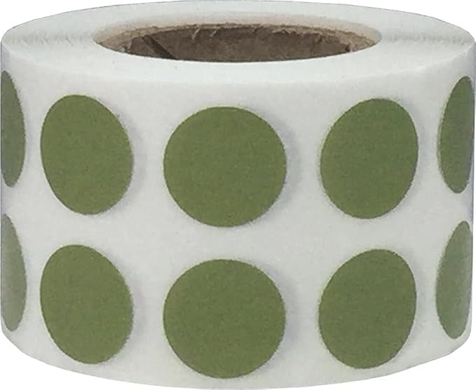 Olive Green 1/2" Inch Round Adhesive Labels 1,000 Color Coding Dot Stickers for Efficient Inventory Management, Crafting Projects, and Organizational Tasks in Offices, Schools, and Homes
