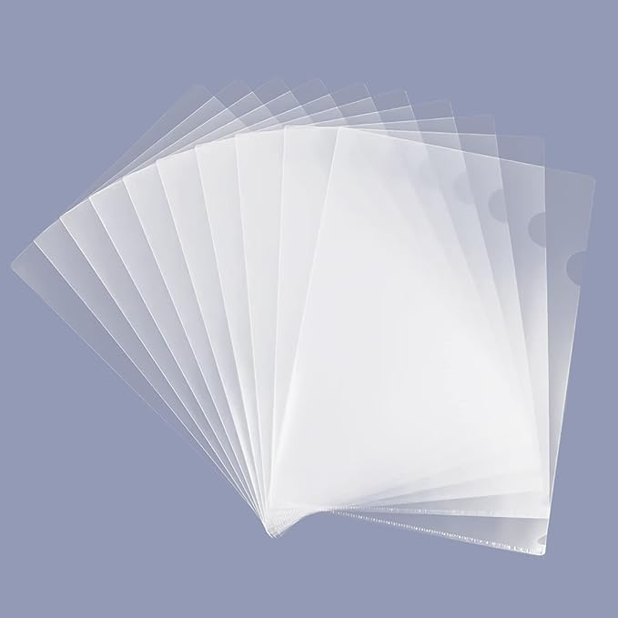 Clear Document Folder Copy Safe Project Pockets fits 8.5x11 Letter Size US Paper,L-Type Plastic Clear Paper Sleeves Protector Resume File Poly Jacket Folders Organizer in Transparent 100 Pack