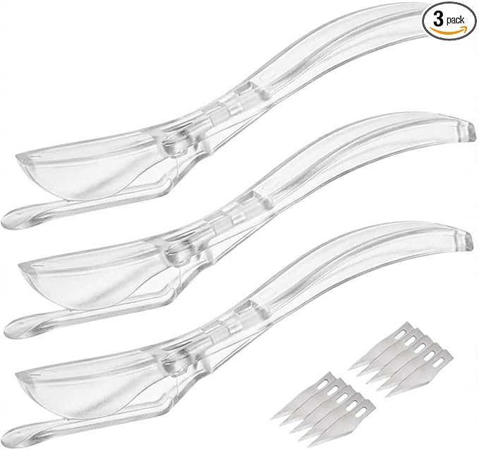 3PCS Wrapping Paper Cutter Knife, Vinyl Cutting Tool with Handle, Hidden Blade Safety Sliding Cutter, Paper Cutter with 10 Spare Blade for Scrapbook, Craft Paper, Photo (White)