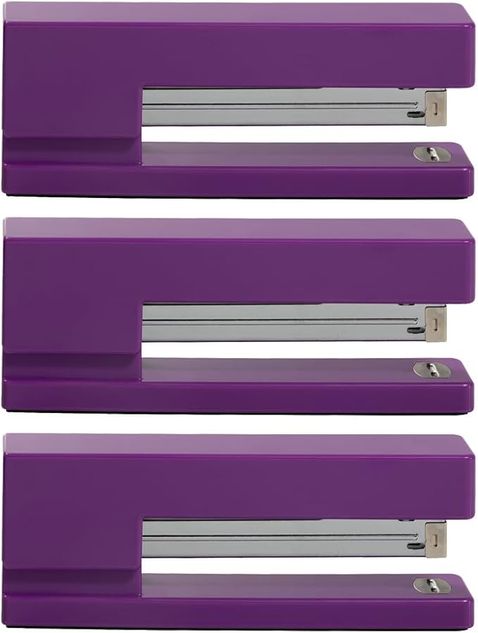 JAM PAPER Modern Desk Stapler - Purple - 3/Pack