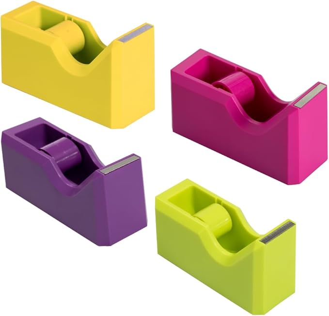 JAM PAPER Colorful Desk Tape Dispensers - Assorted Spring Colors - 4/Pack
