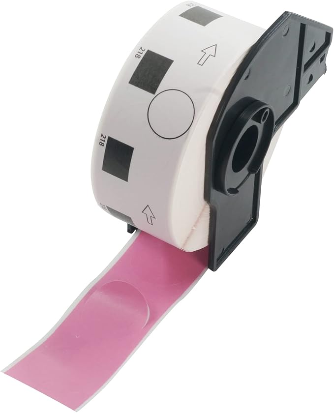 BETCKEY - 1 Inch Large Round Labels Replacement for Brother DK-1218 (0.94 in Dia), Compatible with Brother QL Label Printers [1 Rolls/1000 Labels, Pink]