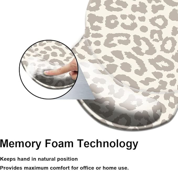 Mouse Pad with Wrist Support, Non Slip Mousepad Wrist Rest for Office, Computer, Laptop & Mac- Durable & Comfortable & Lightweight Ergonomic Support Mouse Mat Leopard Print