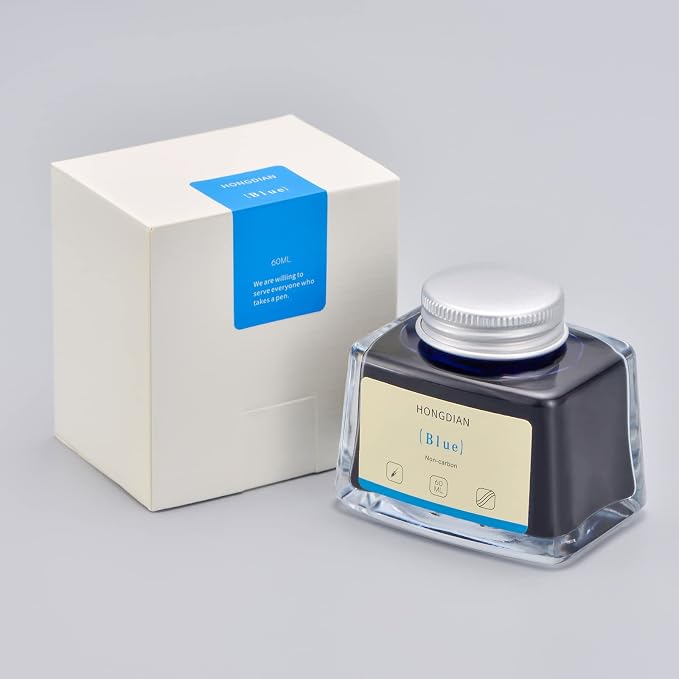 Asvine Hongdian Fountain Pen Bottled Ink Blue, 60ml Bottle Ink for Fountain Pen Non Carbon