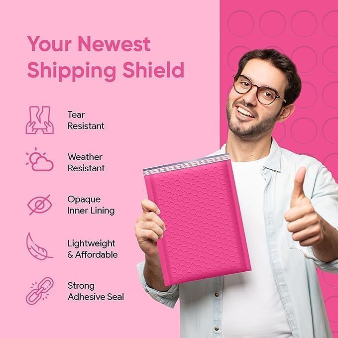 Hot Pink Poly Bubble Mailers 14.50x20 Inch #7 | Self Seal Large Padded Envelopes | Air Cushioned Bubble Mailer | Usable Size 14.25x19 Inch | Waterproof Lightweight Mailing Shipping Bags | 100 Pack