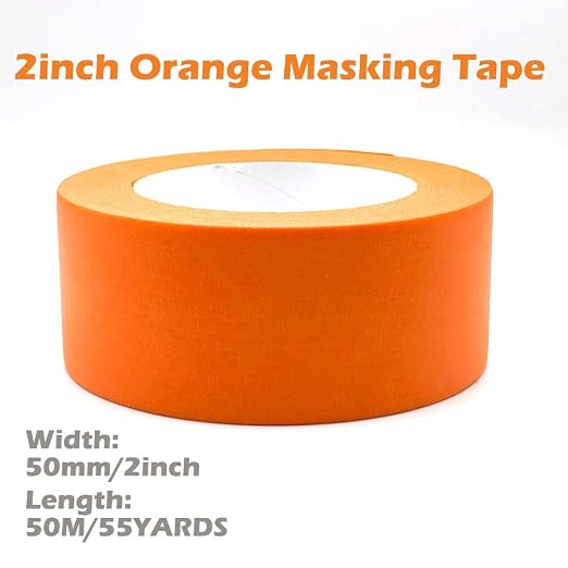 Orange Masking Tape 2 inch x 55 Yards, Orange Painters Tape 2 inch Wide Paper Tape for Arts DIY Crafts Painting Labeling Decoration School Projects Home Office