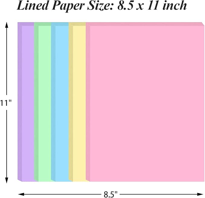 (3-Pack) 8.5" x 11" Colored Copy & Print Paper - 300 Sheets/600 Pages 5 Colors Rainbow A4 Printer Paper, 20 lb Letter Size Colored Origami Paper in Office/School/Home