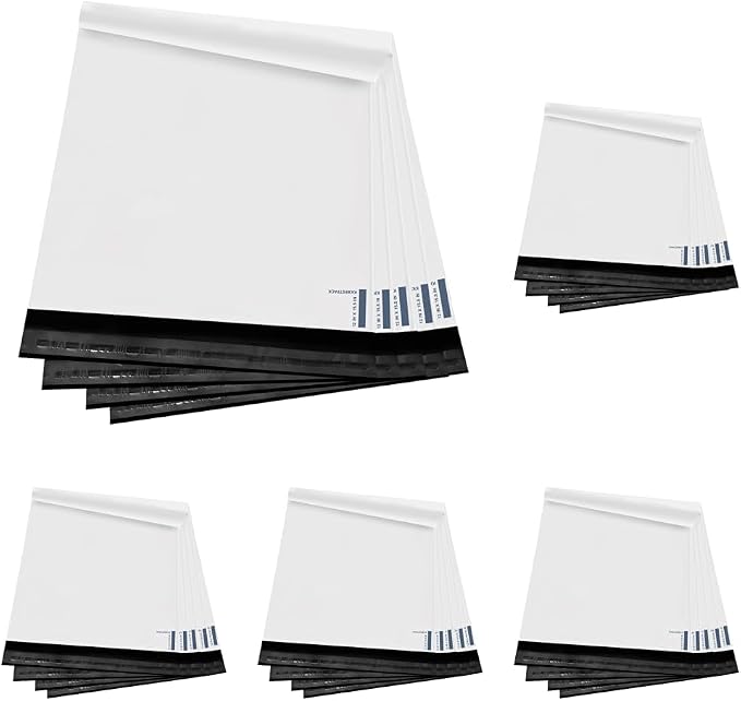 Poly Mailers Shipping Envelope Self Sealing Bags (PM100), White 12" x 15.5" 100pcs (Pack of 5)
