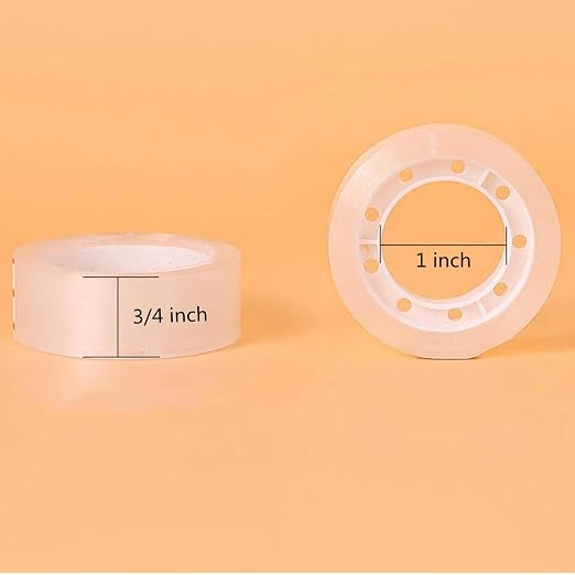 6 Rolls Transparent Tape Refills Rolls 3/4-Inch x 1000 inch, 1 inch Core, Clear Gift Wrapping Tape Refill Roll for Office, Home, School
