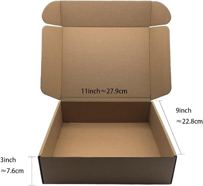 11x9x3 inch Shipping Boxes Pack of 25, Brown Corrugated Cardboard Mailers | Kraft Mailer Box for Packaging and Shipping Small Business, DIY Cardboard Mailing Box for Birthday Wedding Party Gift Giving