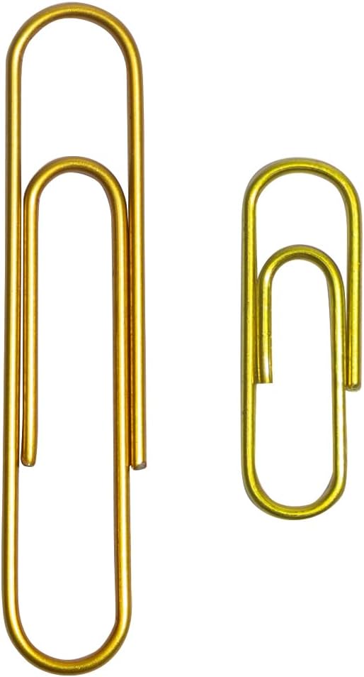 JAM PAPER Combo Pack Colorful Paper Clips - Standard & Jumbo - Gold Paperclips - 1 Pack of 100 & 1 Pack of 75