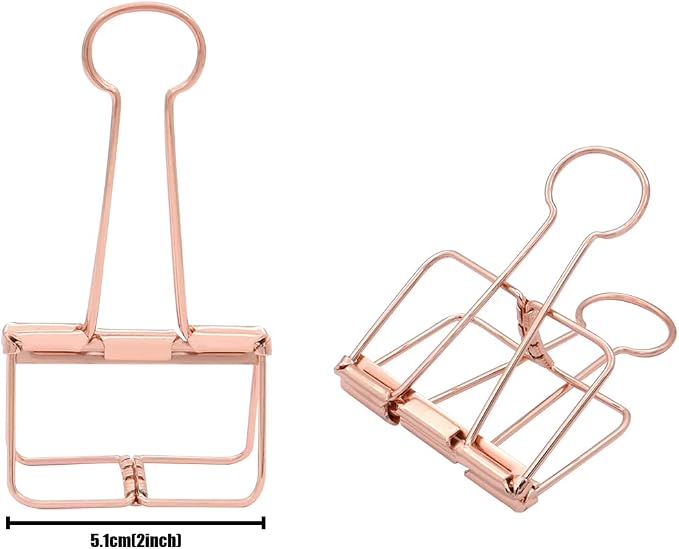 Extra Large Binder Clips 2 Inch, Big Paper Clamps Rose Gold for Office School Supplies (15Pcs)