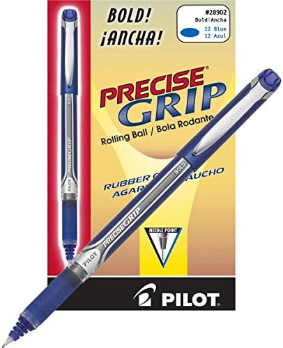 PILOT, Precise Grip Liquid Ink Rolling Ball Stick Pens, Bold Point 1 mm, Blue, 12 Count (Pack of 12)