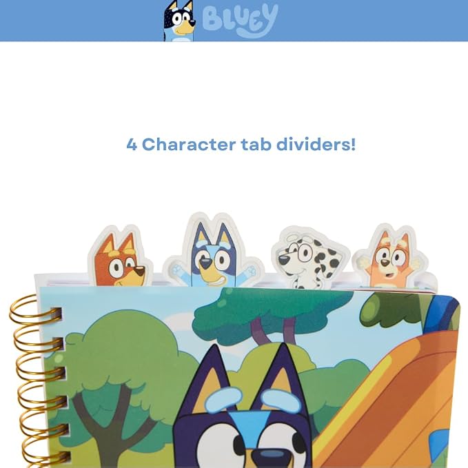 Bluey Tab Journal Notebook, Spiral Bound, 96 Lined Pages, 8 x 7 inches