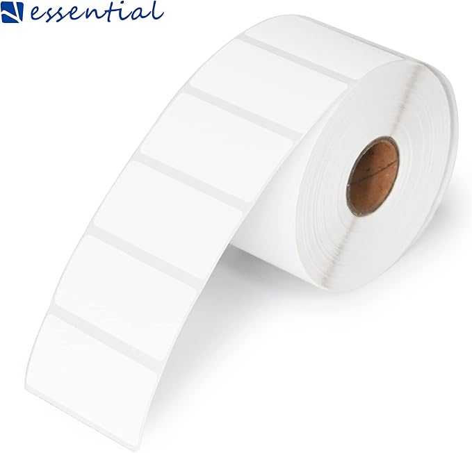 ESSENTIAL 2"x 1" Direct Thermal Barcode Labe, Shipping Labels, Compatible with Zebra & Rollo Label Printer, 1300 Per Roll (12 Rolls)